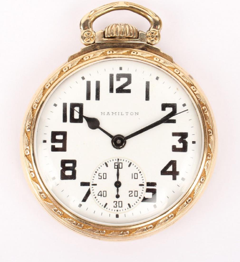 HAMILTON 10K GOLD FILLED RAILROAD POCKET WATCH