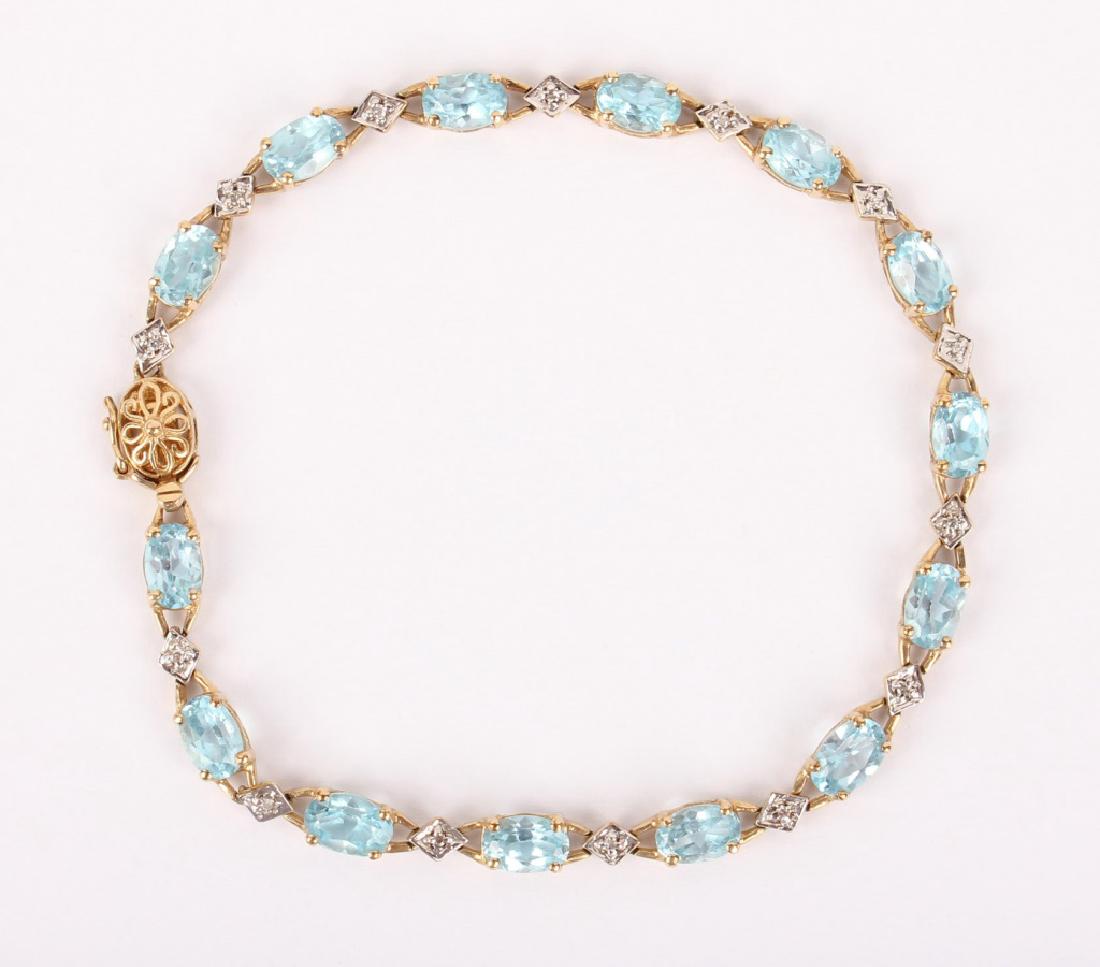 LADIES 10K YELLOW GOLD DIAMOND & TOPAZ BRACELET (1 of 3)