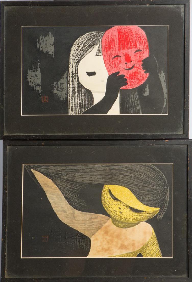2 KAORU KAWANO MODERNIST PRINTS SIGNED & FRAMED (1 of 6)