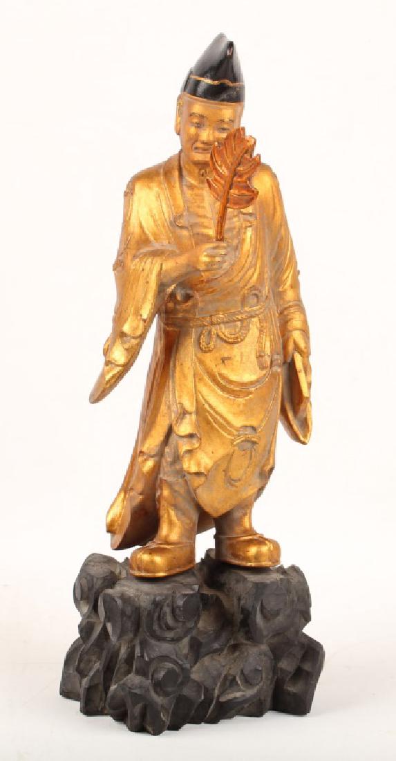 CHINESE GILT FIGURAL WOODEN CARVING (1 of 6)