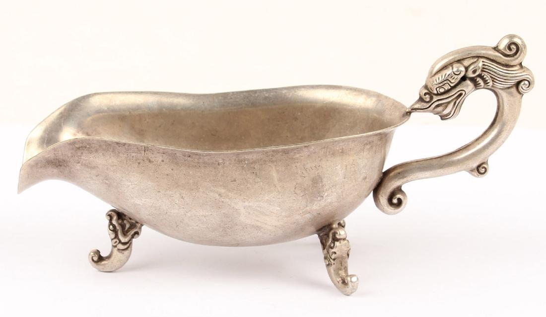 CHINESE SILVER DRAGON SAUCER (1 of 5)