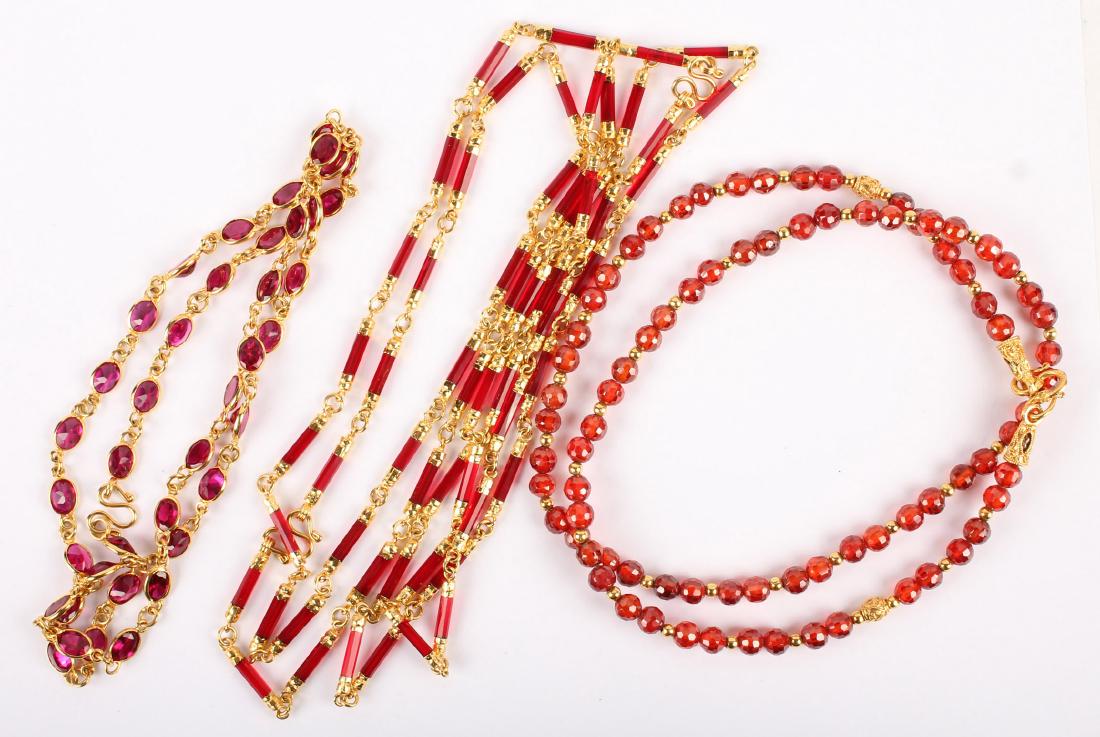 4 RED GLASS QUARTZ FASHION NECKLACES (1 of 4)
