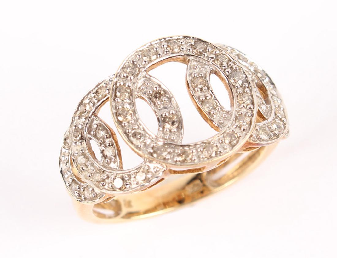 LADIES 10K YELLOW GOLD DIAMOND FASHION RING (1 of 4)