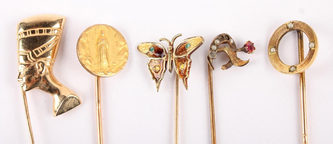 5 14K YELLOW GOLD & GOLD PLATED STICK PINS (1 of 6)