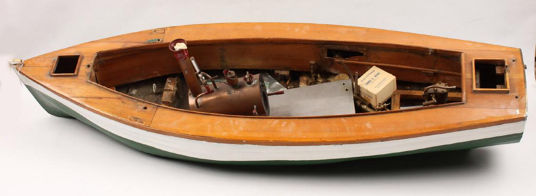 LARGE WOODEN MODEL SHIP WITH ENGINE (1 of 7)