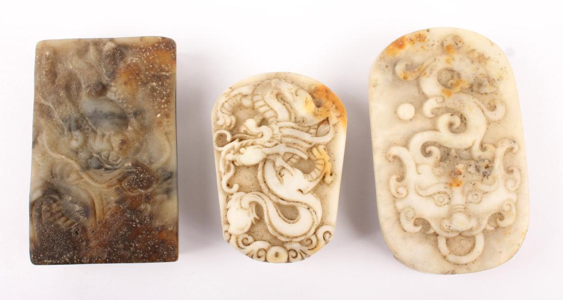 WHITE CHINESE SOFTSTONE BELT BUCKLES (1 of 5)