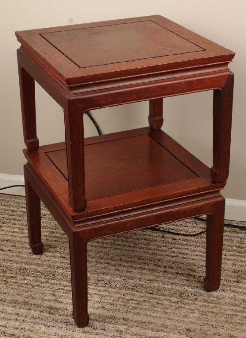 PAIR OF CHINESE WOOD END TABLES (1 of 2)