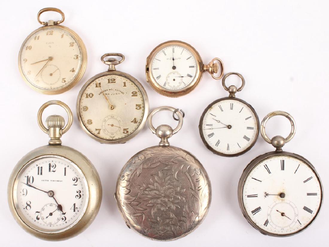 LOT OF 7 ANTIQUE POCKETWATCHES FOR PARTS OR REPAIR (1 of 5)