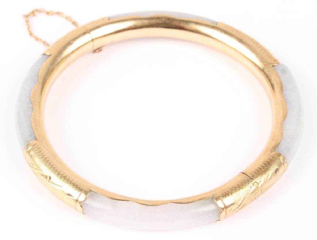 14K YELLOW GOLD WHITE JADE BRACELET (1 of 3)