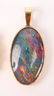 PAIR OF 10K GOLD FOIL BACK SIMULATED OPAL EARRINGS - 3