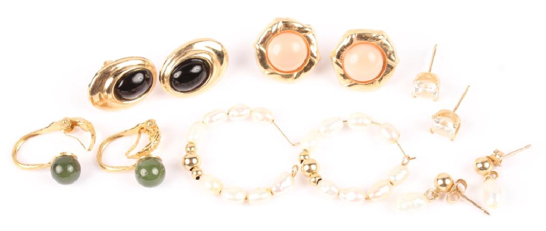 SIX PAIRS OF ASSORTED 10K GOLD GEMSTONE EARRINGS (1 of 3)