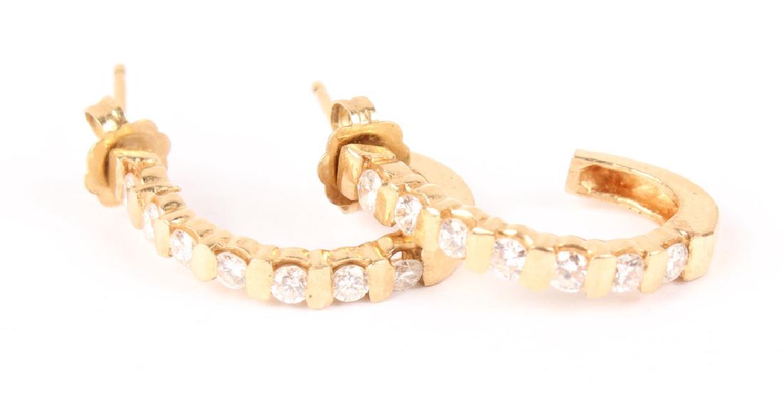 14K YELLOW GOLD DIAMOND SEMI HOOP EARRINGS (1 of 2)
