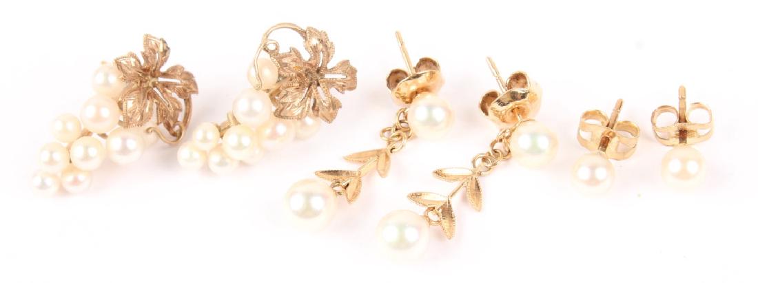 (3) LADIES 14K YELLOW GOLD PEARL EARRINGS (1 of 3)