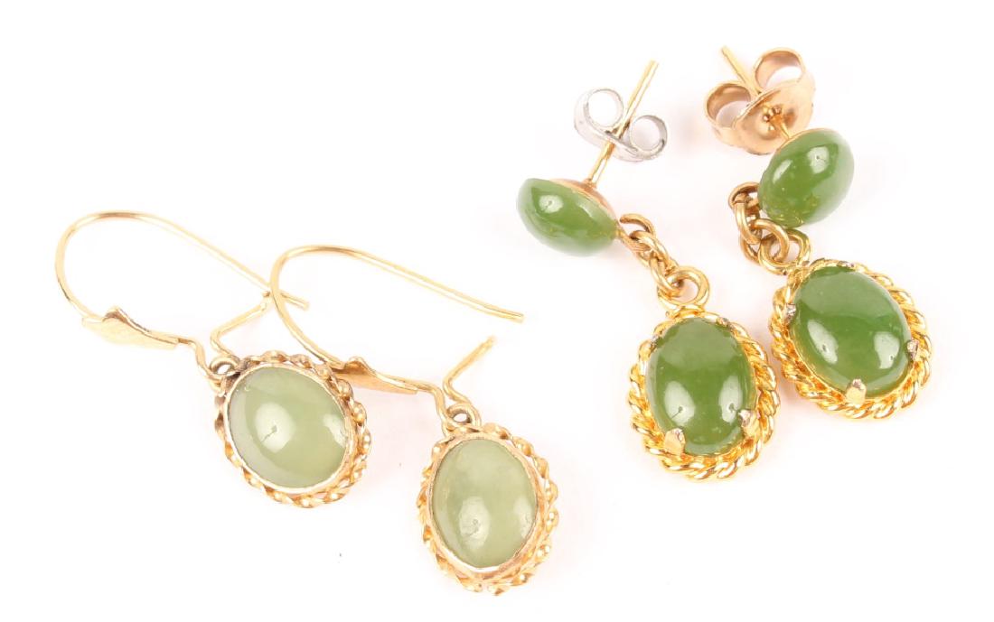 2 LADIES DROP GOLD JADE EARRINGS (1 of 3)