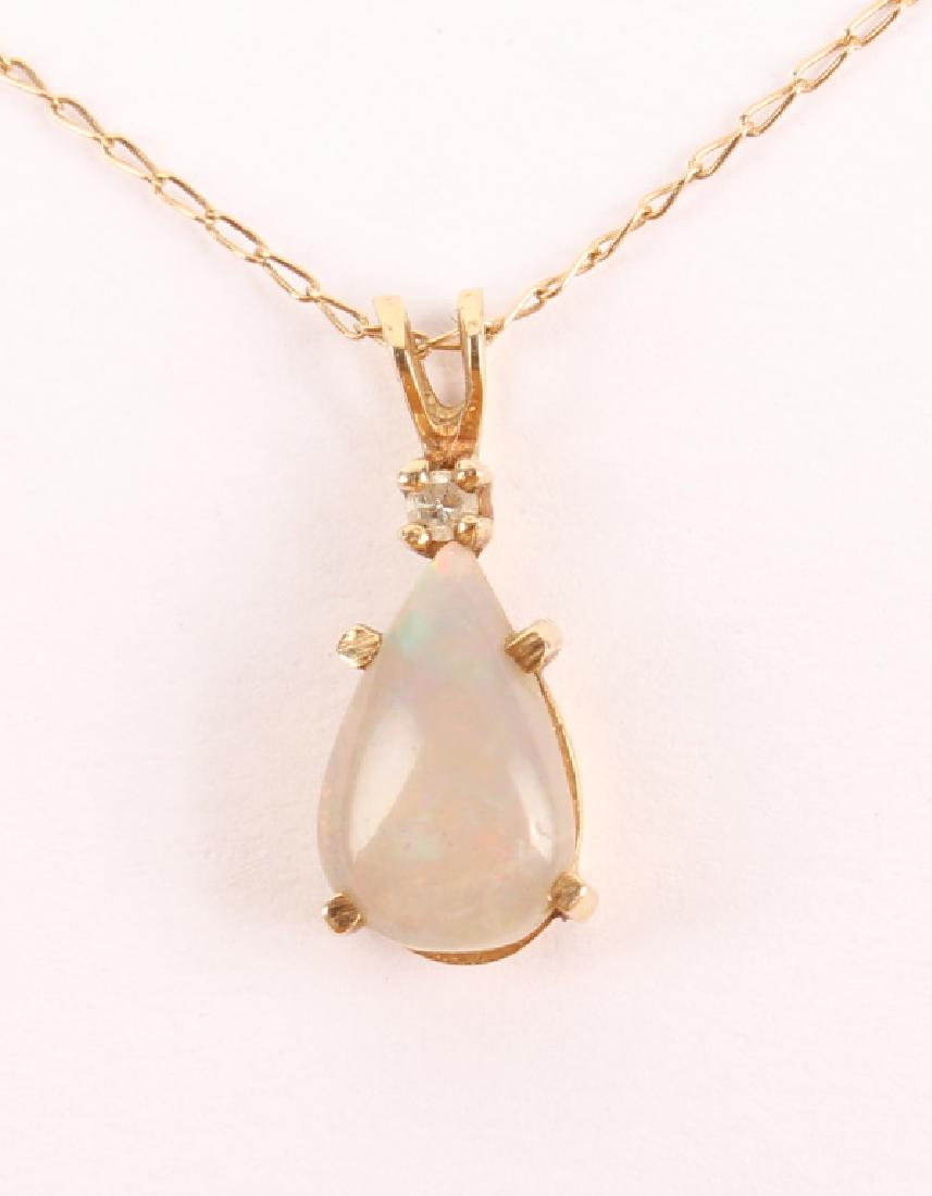 LADIES 14K YELLOW GOLD DIAMOND OPAL NECKLACE (1 of 2)