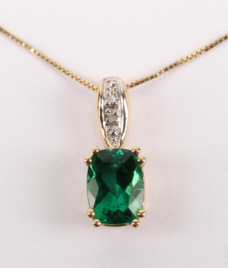 LADIES 14K YELLOW GOLD DIAMOND EMERALD NECKLACE (1 of 2)