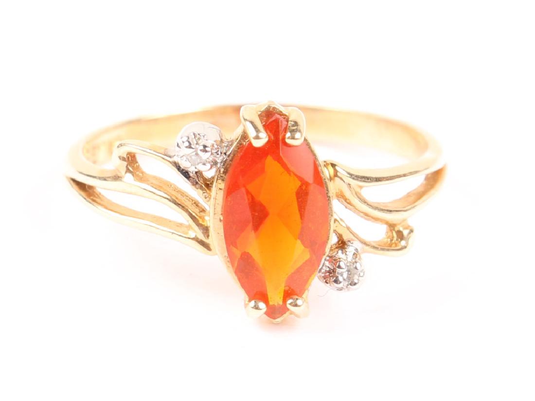 LADIES 10K YELLOW GOLD DIAMOND CITRINE RING (1 of 3)