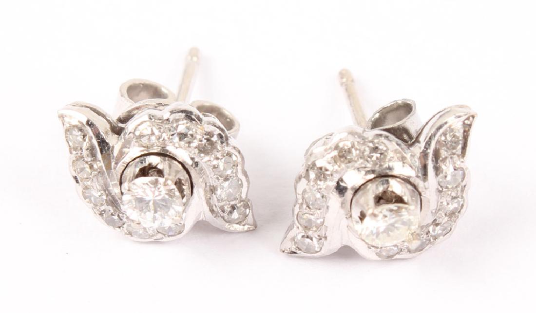 LADIES 14K WHITE GOLD DIAMOND EARRINGS (1 of 2)