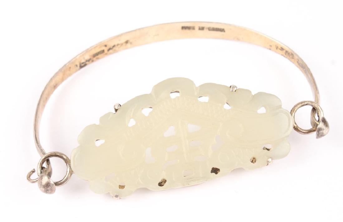 STERLING SILVER CHINESE JADE CUFF BRACELET (1 of 5)