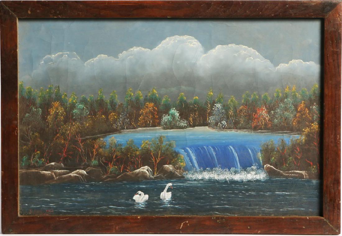 JULIAN NEMETHY SWAN LANDSCAPE OIL ON CANVAS (1 of 4)