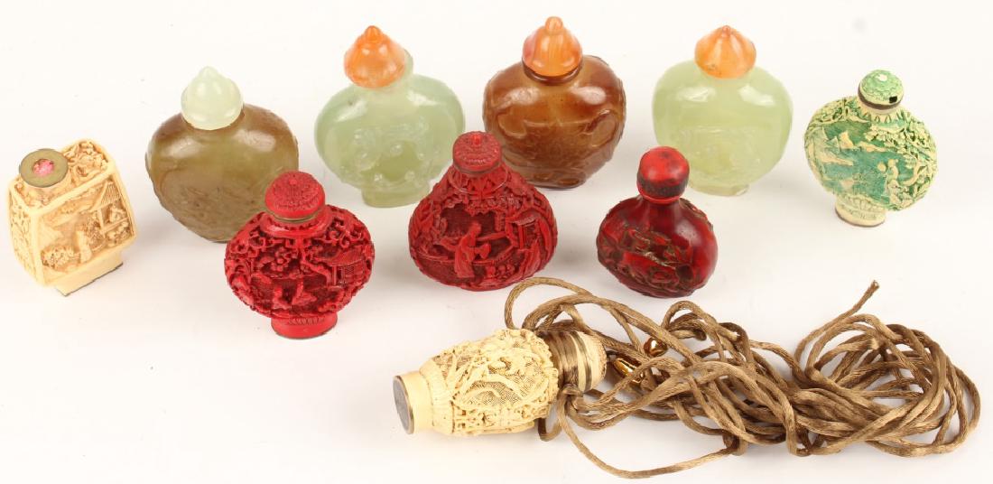 CHINESE SNUFF BOTTLES - STONE, RESIN, CINNABAR (1 of 4)