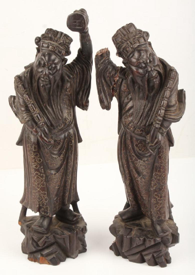 PAIR CHINESE WOOD FIGURAL STATUES (1 of 5)