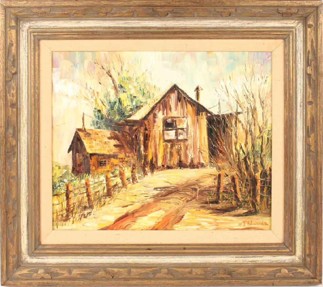 W.J. EDWARDS OIL ON CANVAS RURAL SCENE