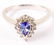 LADIES 14K WHITE GOLD TANZANITE DIAMOND RING