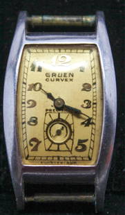 RARE GRUEN PLATINUM CURVEX PRECISION WRIST WATCH: RARE GRUEN PLATINUM CURVEX PRECISION WRIST WATCH A rare gentlemen's manual wind Gruen Curvex Precision Swiss made wristwatch set in a .900 fine platinum case. Calibre 330 movement c. 1937, White