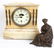 BOSTON CLOCK CO. MARBLE MANTEL CLOCK w/ BRONZE - 3