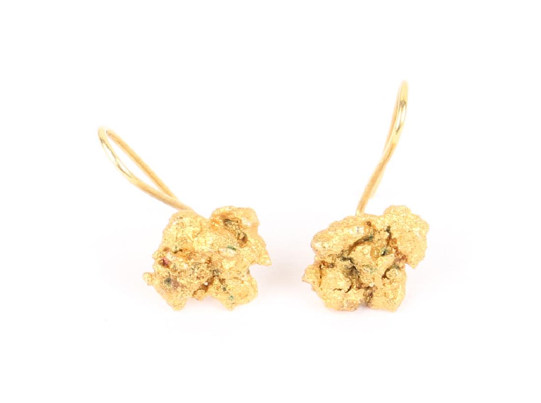 LADIES 22K YELLOW GOLD NUGGET EARRINGS (1 of 3)