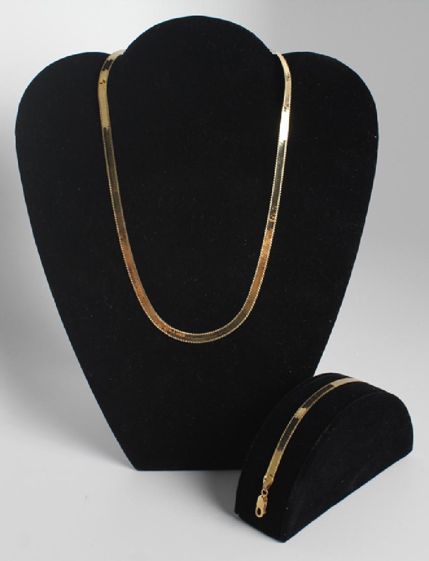 14K YELLOW GOLD HERRINGBONE CHAIN & BRACELET (1 of 4)