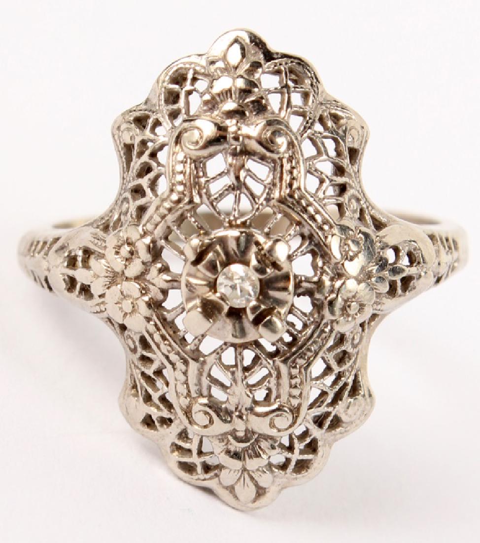 LADIES 10K WHITE GOLD DIAMOND FILIGREE RING (1 of 3)