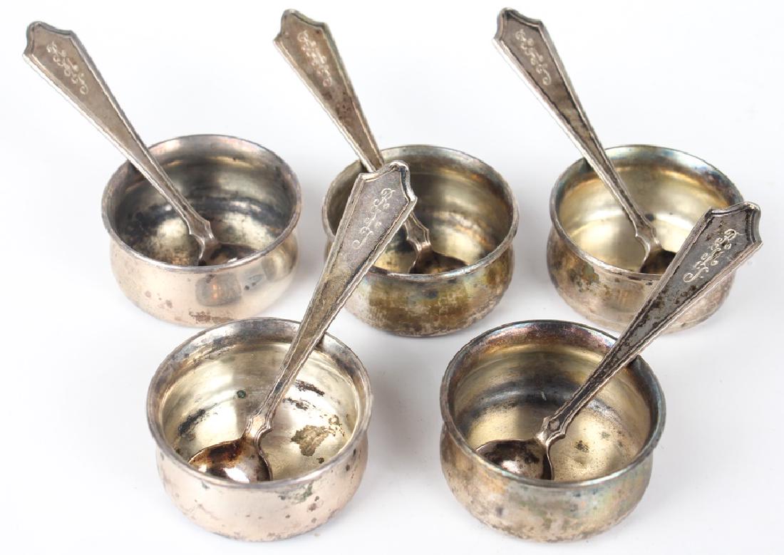 STERLING SILVER SALT SPOON & CELLAR SETS (1 of 2)