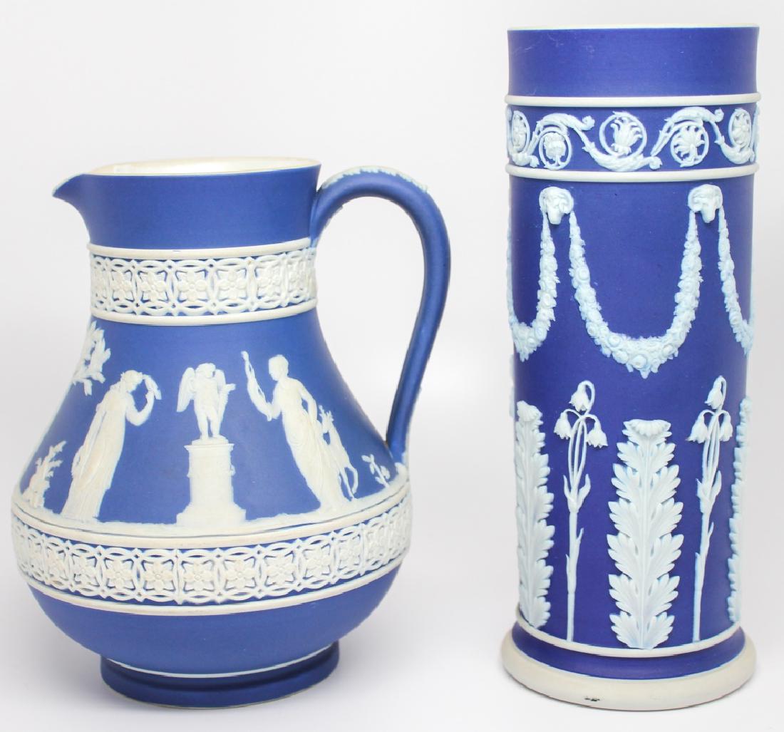 WEDGWOOD BLUE & WHITE JASPERWARE VASE & PITCHER (1 of 7)