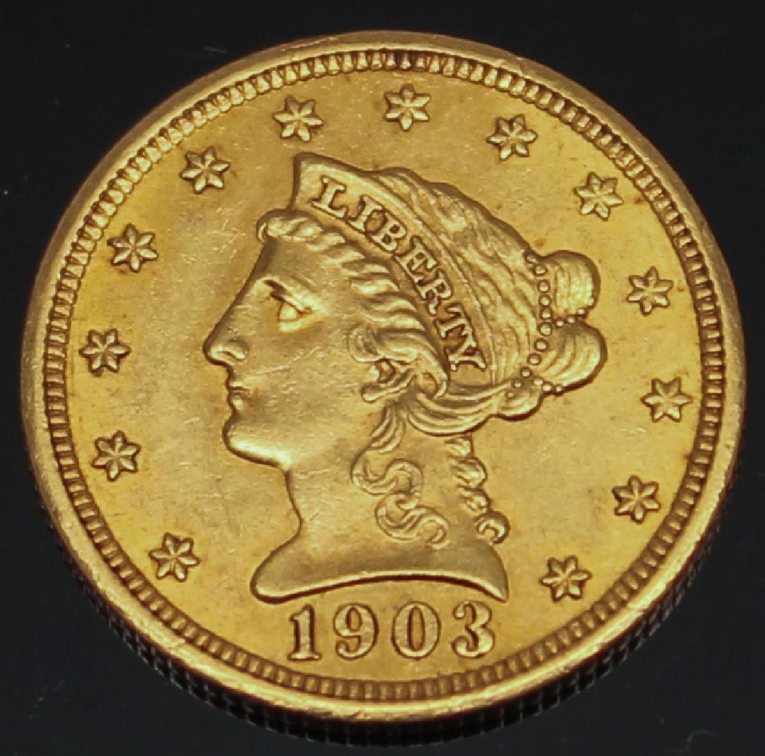 $2.50 U.S. LIBERTY GOLD 1903 QUARTER EAGLE (1 of 2)