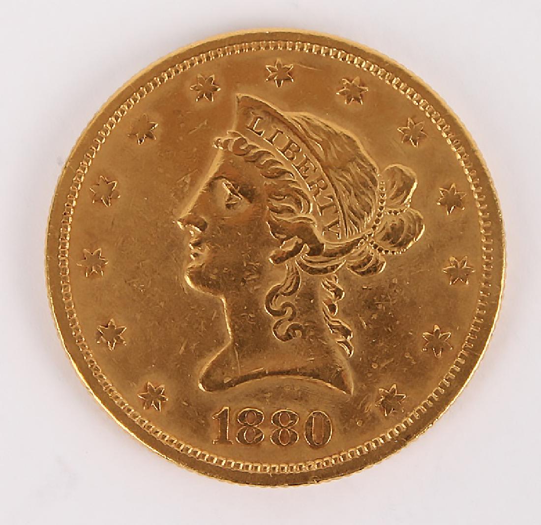 1880 SAN FRANCISCO MINT TEN DOLLAR GOLD COIN (1 of 2)