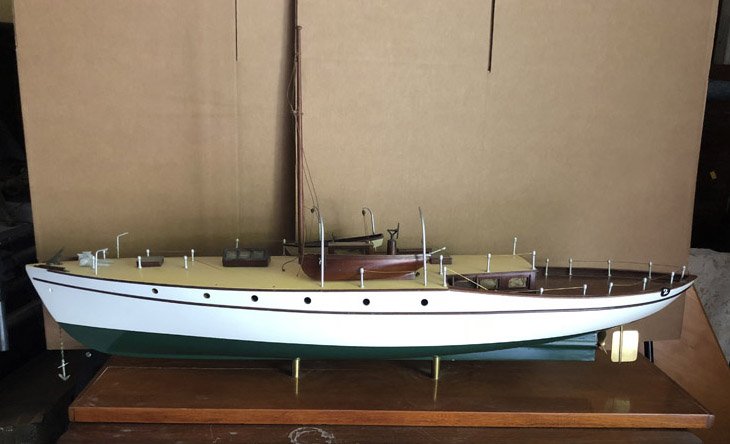 WOODEN MODEL SHIP - HAND CRAFTED ON WOOD BASE (1 of 17)