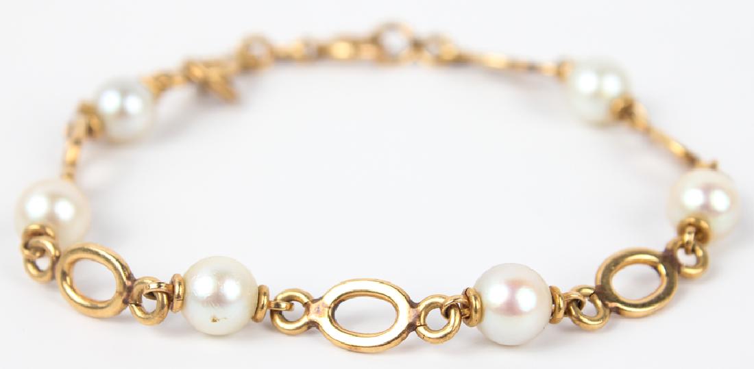 14K YELLOW GOLD PEARL LINK BRACELET (1 of 2)
