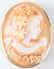14K YELLOW GOLD SHELL CAMEO BROOCH PENDANT