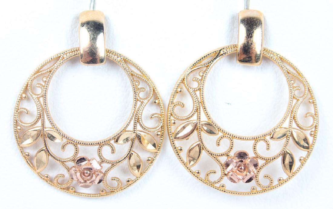 14K YELLOW ROSE GOLD OPENWORK HOOP EARRINGS (1 of 2)