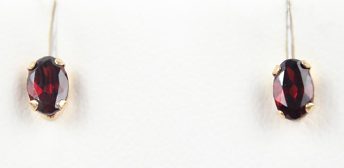 14K YELLOW GOLD GARNET STUD EARRINGS (1 of 2)