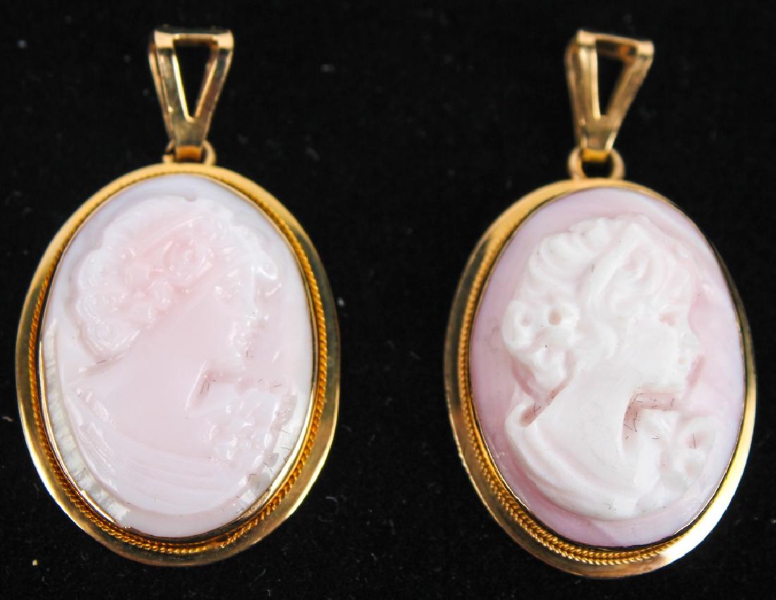 TWO 14K YELLOW QUEEN CONCH SHELL CAMEO PENDANTS (1 of 2)