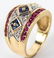 14K YELLOW GOLD SAPPHIRE RUBY DIAMOND RING - 2