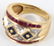 14K YELLOW GOLD SAPPHIRE RUBY DIAMOND RING - 3