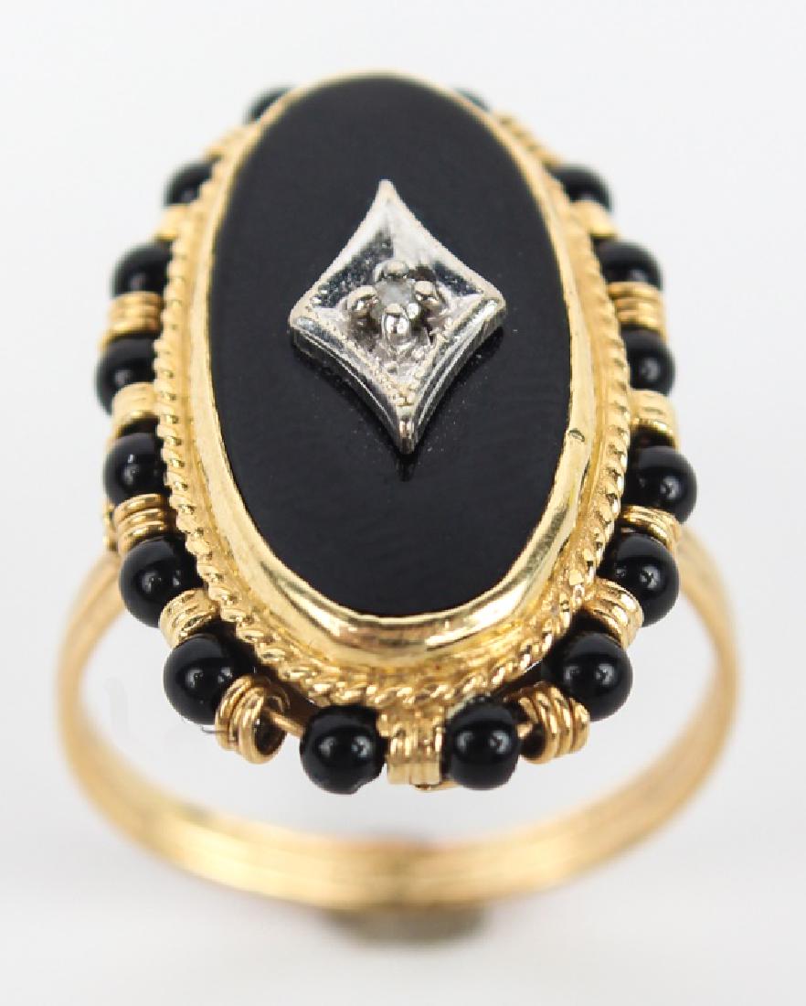 14K YELLOW GOLD DIAMOND ONYX RING (1 of 3)