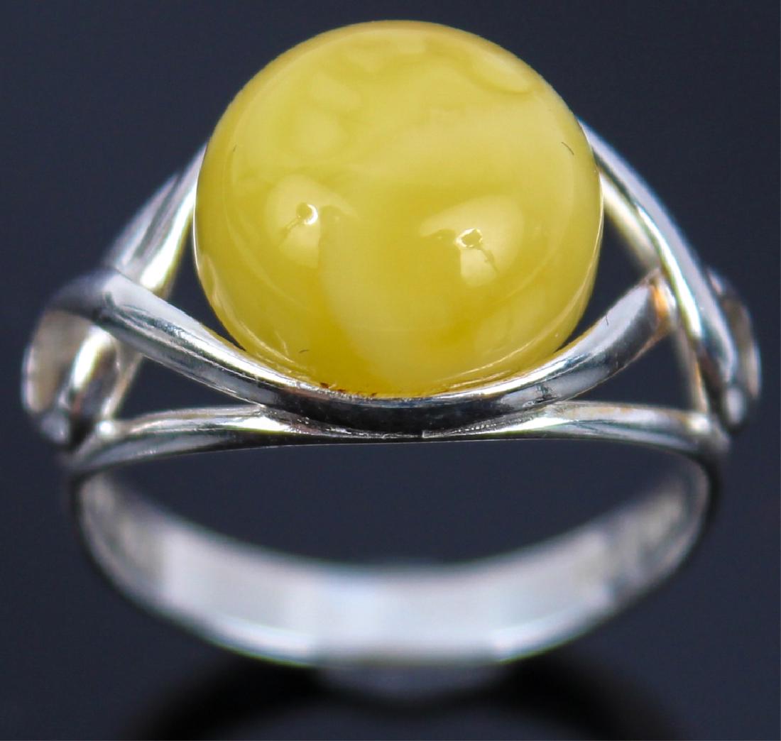 BALTIC YELLOW EGG YOLK AMBER STERLING SILVER RING (1 of 4)