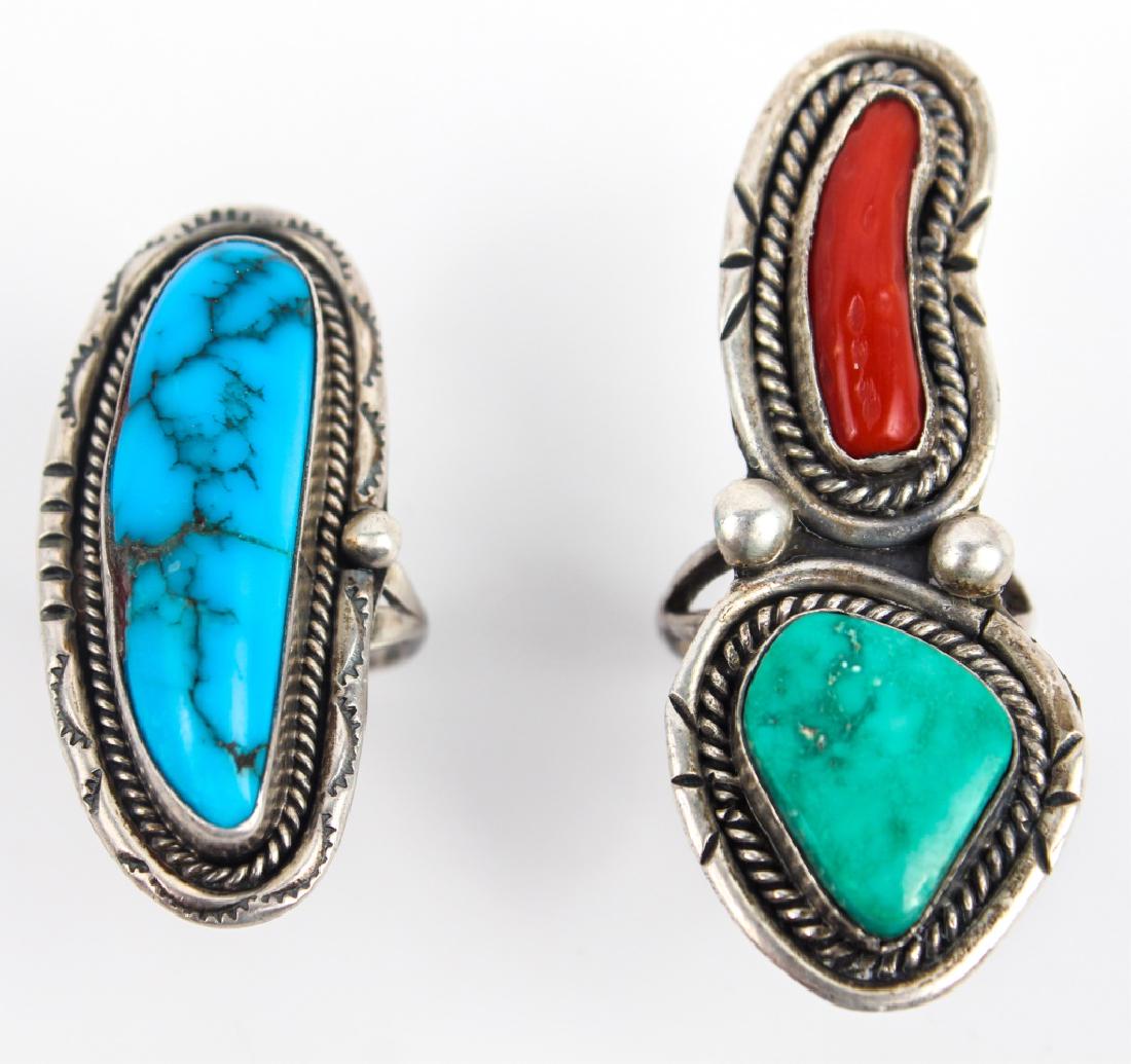 LADIES STERLING SILVER TURQUOISE FASHION RINGS (1 of 2)
