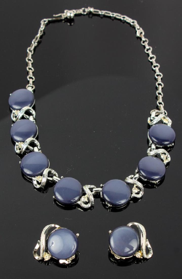 2OTH C. CORO COSTUME LUCITE NECKLACE & EARRINGS: 2OTH C. CORO COSTUME LUCITE NECKLACE & EARRINGS 20th century Coro costume lucite stone necklace and earrings. Shipping / Pickup: We Can Ship This Item