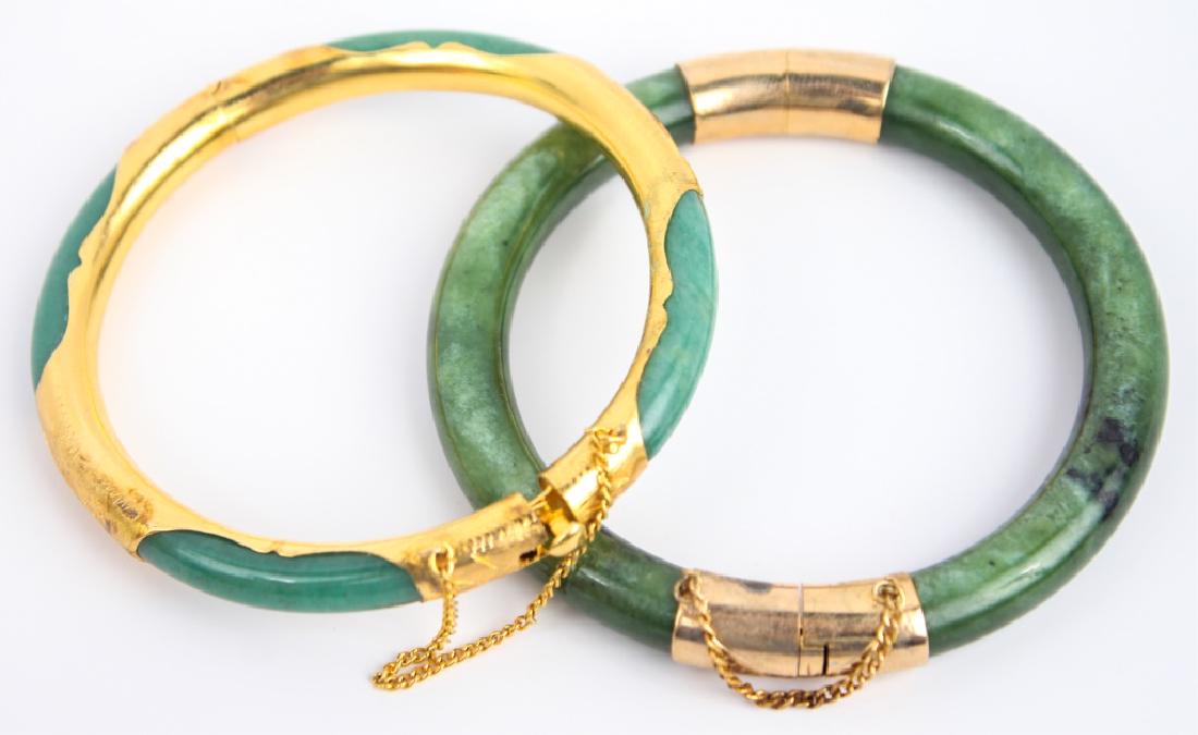 GOLD PLATED JADE BANGLE BRACELETS -- LOT OF 2 (1 of 3)